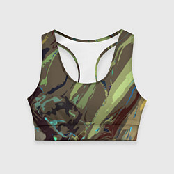 Топик спортивный женский Абстракция тон хаки, цвет: 3D-принт