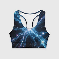 Топик спортивный женский Всплеск света и звезды - космическая абстракция, цвет: 3D-принт