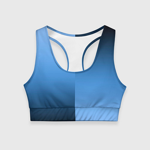 Женский спортивный топ Градиент сине-голубой пополам / 3D-принт – фото 1
