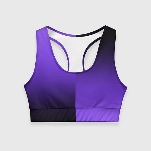 Женский спортивный топ Чёрно-сиреневый градиент пополам / 3D-принт – фото 1