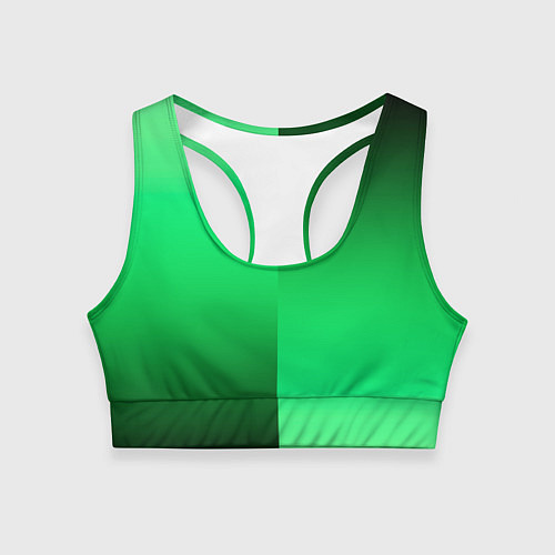 Женский спортивный топ Чёрно-зелёный градиент пополам / 3D-принт – фото 1