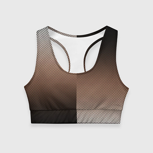 Женский спортивный топ Чёрно-коричневый текстурный градиент пополам / 3D-принт – фото 1