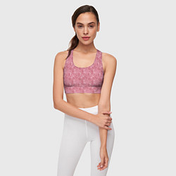 Топик спортивный женский Красно белый деревенский узор ретро, цвет: 3D-принт — фото 2