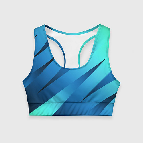 Женский спортивный топ Сине-голубой абстрактные полосы / 3D-принт – фото 1