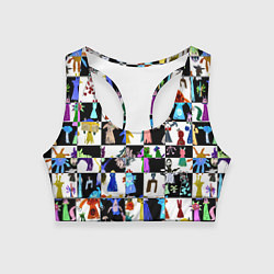 Топик спортивный женский Монстрики на шахматном фоне, цвет: 3D-принт