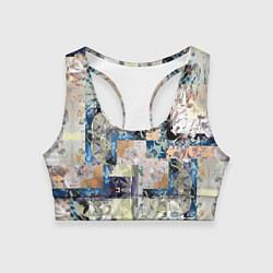 Топик спортивный женский Цветочная геометрическая абстракция, цвет: 3D-принт