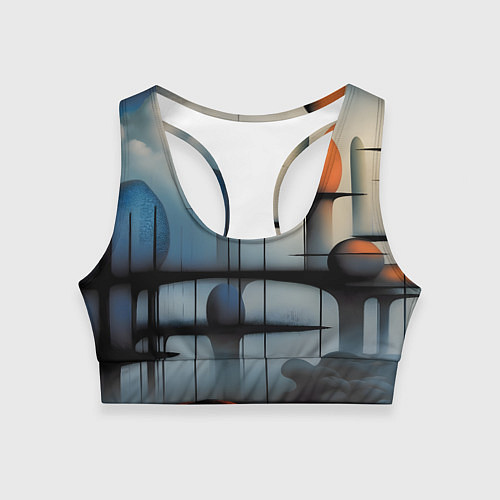 Женский спортивный топ Архитектурная абстракция в тумане / 3D-принт – фото 1