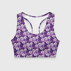 Женский спортивный топ Нежный сиреневый цветочный паттерн