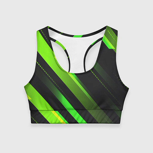 Женский спортивный топ Color black green / 3D-принт – фото 1