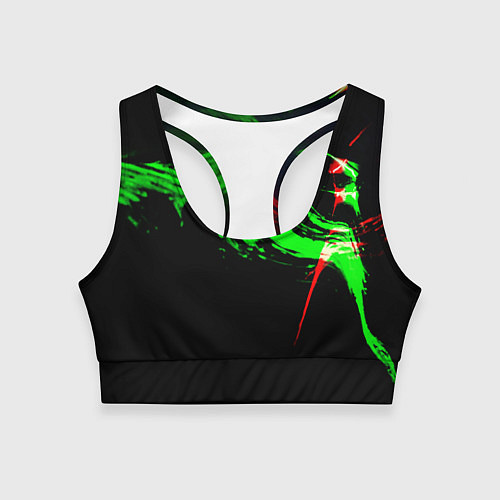 Женский спортивный топ Color black green red / 3D-принт – фото 1