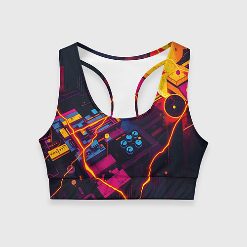 Женский спортивный топ Техническая абстракция / 3D-принт – фото 1