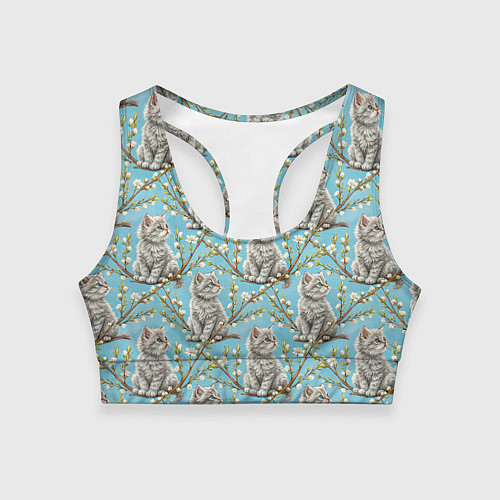 Женский спортивный топ Пришла весна распустились котики / 3D-принт – фото 1
