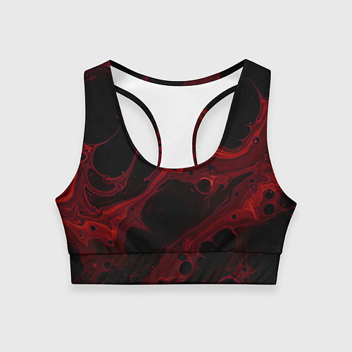 Женский спортивный топ Черно-красная размытая абстракция / 3D-принт – фото 1