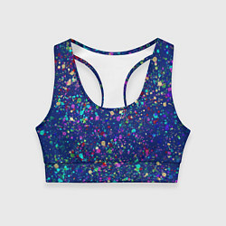 Женский спортивный топ Синий с разноцветными брызгами