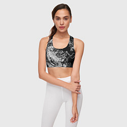 Топик спортивный женский Белый дракон на черном, цвет: 3D-принт — фото 2