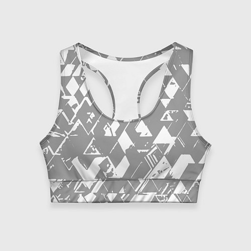 Женский спортивный топ Светлый серый геометричный паттерн / 3D-принт – фото 1