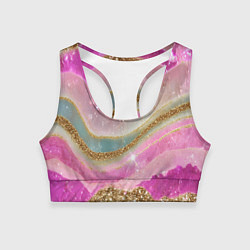 Топик спортивный женский Фиолетово-розовая текстура с блестками, цвет: 3D-принт