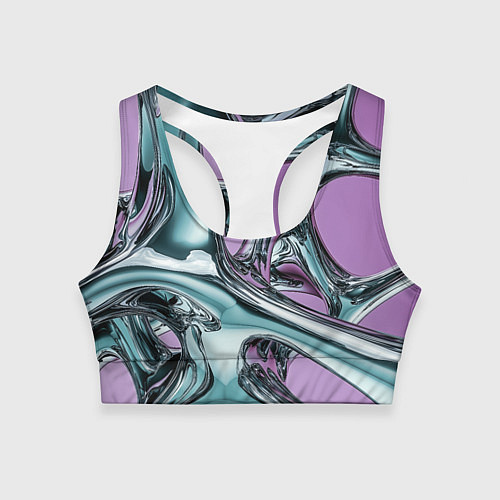 Женский спортивный топ Металлическая абстракция на фиолетовом фоне / 3D-принт – фото 1