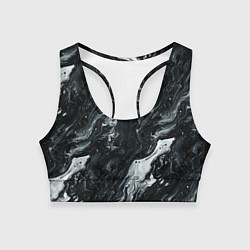 Женский спортивный топ Монохромный жидкий мрамор - абстрактный паттерн