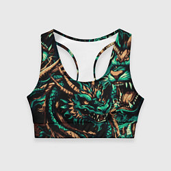 Топик спортивный женский Японские драконы ирезуми, цвет: 3D-принт
