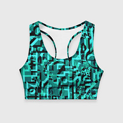 Топик спортивный женский Неоновый голубой объёмный эффект, цвет: 3D-принт