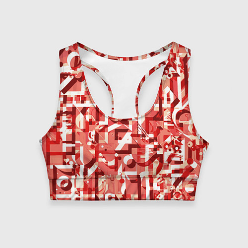 Женский спортивный топ Красно-белый объёмный эффект / 3D-принт – фото 1