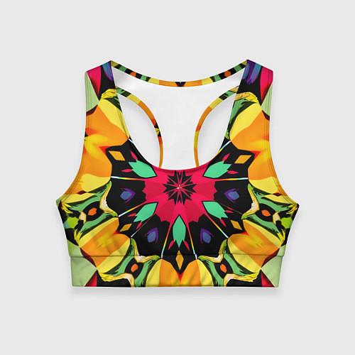 Женский спортивный топ Салатовый калейдоскоп / 3D-принт – фото 1