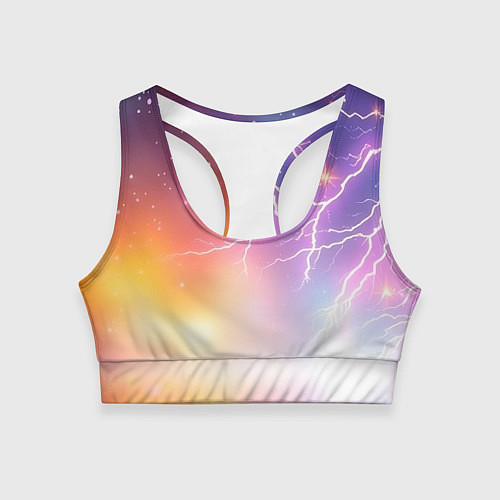 Женский спортивный топ Магический фон с молниями и звездами / 3D-принт – фото 1