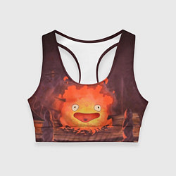 Топик спортивный женский Кальцифер акварель, цвет: 3D-принт