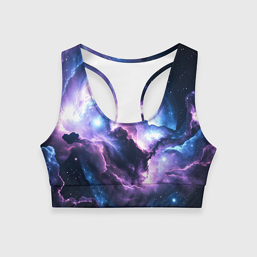 Женский спортивный топ Фиолетовая туманность / 3D-принт – фото 1