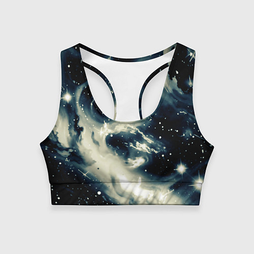 Женский спортивный топ Космический абстрактный чёрно-синий / 3D-принт – фото 1