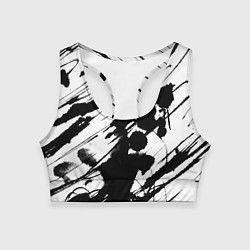 Топик спортивный женский Брызги и штрихи черной краски, цвет: 3D-принт