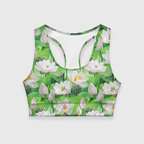 Женский спортивный топ Озеро лотосов / 3D-принт – фото 1