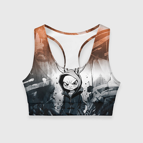 Женский спортивный топ Уличный кролик на спорте / 3D-принт – фото 1
