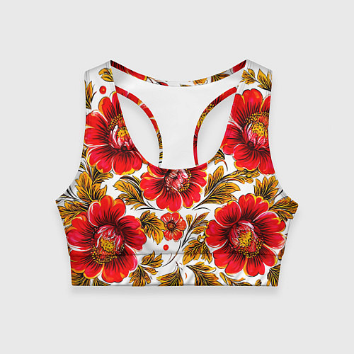 Женский спортивный топ Русская традиционная живопись / 3D-принт – фото 1