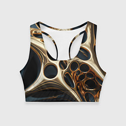 Топик спортивный женский Черно-золотая абстракция, цвет: 3D-принт