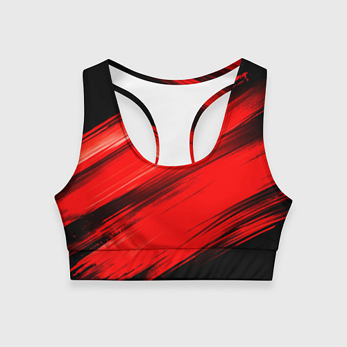 Женский спортивный топ Красные мазги краски на черном / 3D-принт – фото 1