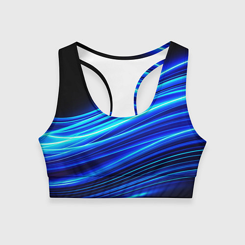 Женский спортивный топ Синие неоновые линии краски / 3D-принт – фото 1