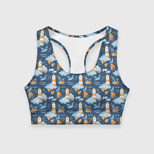 Женский спортивный топ Маяк в облаках / 3D-принт – фото 1