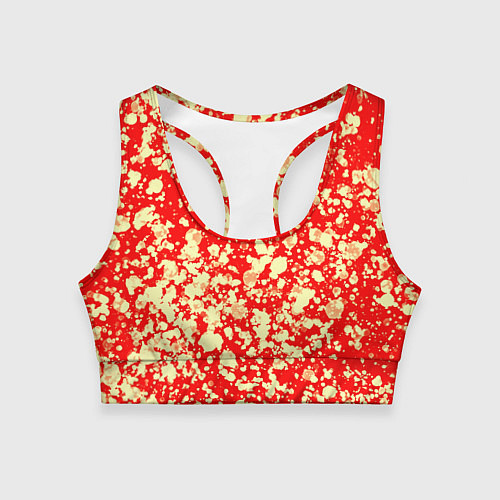 Женский спортивный топ Пятнистый красно-жёлтый / 3D-принт – фото 1