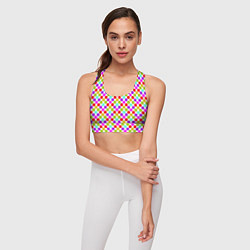 Топик спортивный женский Разноцветный горох на белом, цвет: 3D-принт — фото 2