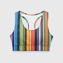 Топик спортивный женский Разноцветная полоска, цвет: 3D-принт