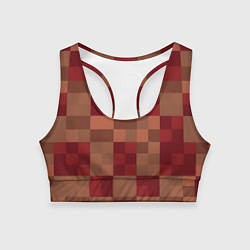 Топик спортивный женский Бордовые пиксели, цвет: 3D-принт