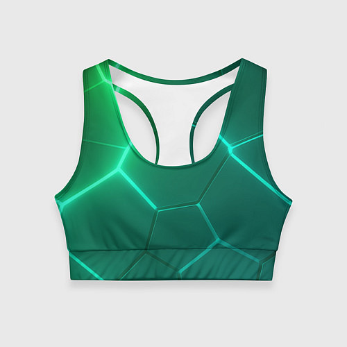 Женский спортивный топ Зеленые неоновые плитки / 3D-принт – фото 1