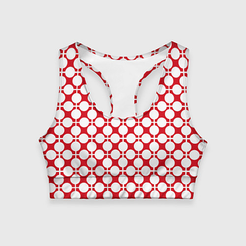 Женский спортивный топ Красно белый узор в клетку и горох / 3D-принт – фото 1