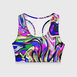 Топик спортивный женский Абстракция пластика синий, цвет: 3D-принт