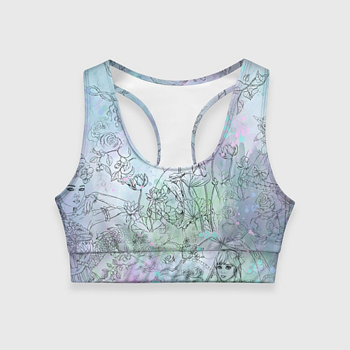 Женский спортивный топ Скетч японские дорамы / 3D-принт – фото 1