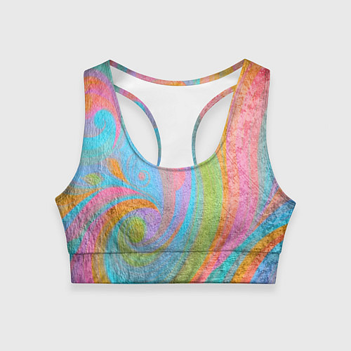 Женский спортивный топ Абстракция - multicolored curves / 3D-принт – фото 1