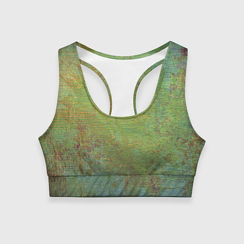 Женский спортивный топ Абстракция - green oil stain / 3D-принт – фото 1