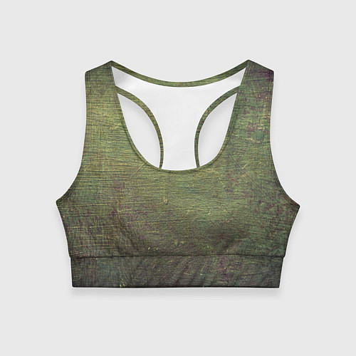 Женский спортивный топ Абстракция - old board painted with green paint / 3D-принт – фото 1